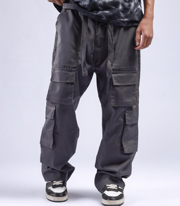 กางเกงยีนส์ผู้ชายสไตล์เกาหลีวินเทจ, กางเกงยีนส์คาร์โก้กางเกงยีนส์หลายกระเป๋าทรงหลวมใส่ทำงาน - Product Image 2