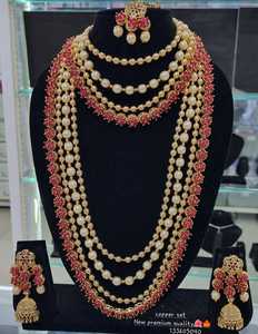 ENSEMBLE DE BIJOUX INDIENS TRADITIONNELS ET À LA MODE EN CUIVRE ENSEMBLE DE BIJOUX DE MARIAGE POUR FEMMES BOUCLES D'OREILLES ET COLLIER - Product Image 3