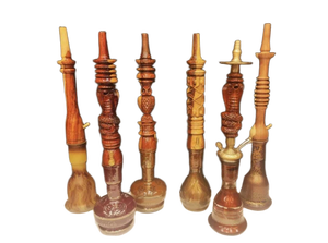 ชุดฮุคคากากบาทสไตล์อียิปต์สำหรับสูบแก้วทองเหลืองดีไซน์เคลือบแลคเกอร์ด้วยมือทำจากไม้ไม่เหมือนใคร - Product Image 6