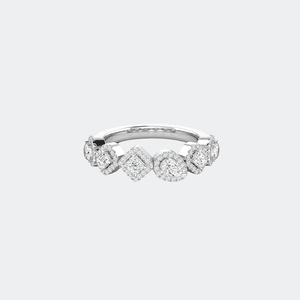 Bague géométrique halo pavée de diamants de laboratoire de formes mixtes 0,90 CTW en or 14 carats, bande statement multi-formes pour femmes - Product Image 5