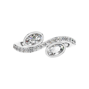 950 platino IGI certificado laboratorio cultivado diamante doble ovalado Bypass anillo punta boda elegante joyería fina mujer lujo India - Product Image 3