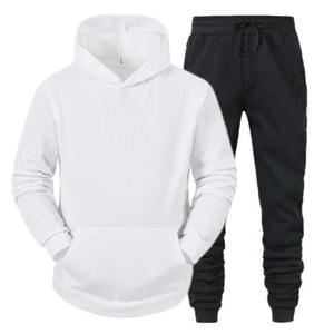 ชุดวอร์มมีฮู้ดสีน้ำเงินเข้มสำหรับผู้ชาย ขายส่งแบบกำหนดเองได้ หลายสี แบบเรียบง่าย สไตล์สตรีทแวร์ทรงโอเวอร์ไซส์ - Product Image 3