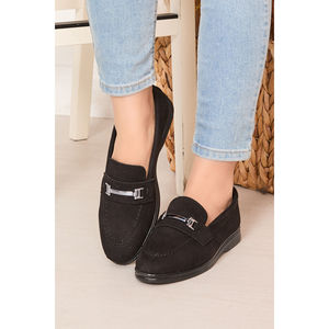 Zapatos Mocasines Negros de Gamuza con Hebilla - Product Image 5