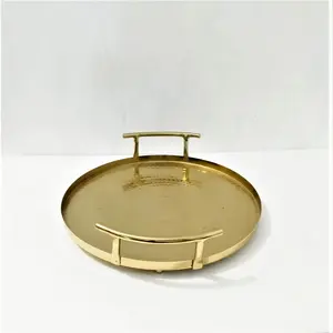Wholesale Luxury Golden Stainless Steel <b>round</b> <b>Serving</b> <b>Tray</b> Luxury Gold Metal <b>Tray</b> for Elegant <b>Serving</b> - Product Image 3