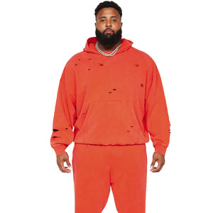 Sweat à capuche rouge surdimensionné délavé pour hommes avec poche kangourou à vendre à des prix bas - Product Image 5