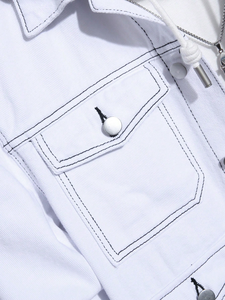 Men's <b>Light</b> Color Denim <b>Jackets</b> with Crocheted Weave Custom Logo Full Sleeves OEM Service Latest Design - Product Image 6