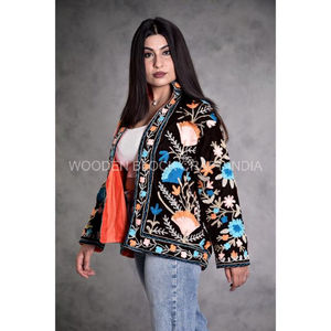 Nuevo Blazer Reversible de Algodón Estampado para Otoño, Hecho a Mano, con Bordado Suzani, Diseño de Rayas y Argyle, Transpirable y Ecológico - Product Image 2