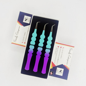 Pince à épiler à pointe en fibre d'extension de cils en acier inoxydable à deux tons de marque privée nouvelle collection de design produit durable - Product Image 1