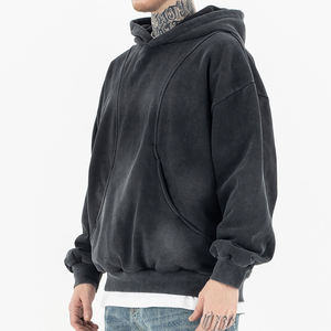 Sweat-shirt à capuche surdimensionné rétro en coton lourd 400 GSM à épaules tombantes vintage personnalisé 2025 pour homme - Product Image 2