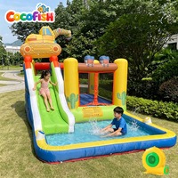 Cocofish Combo Toboggan Aquatique Gonflable et Château Gonflable pour Enfants, en Oxford, avec Piscine, pour Parc Aquatique