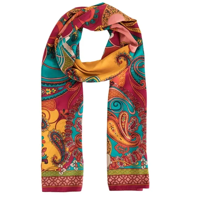 polyester chiffon silk printed head accessories square Wholesale customized new design digital printing silk scarf