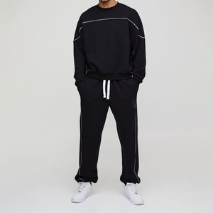 High Quality Low Price Men <b>Tracksuit</b> Sets / Two Piece Black Sweatshirt & Pants <b>Tracksuit</b> Set Men Custom Made in Pakistan - Product Image 1