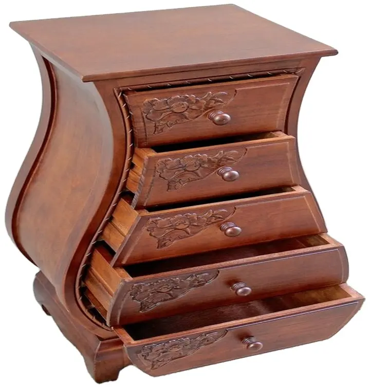Solusi penyimpanan 5 laci kayu Solid menawarkan laci dan kabinet yang luas