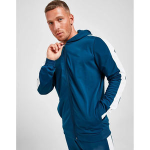 Survêtement 2 pièces pour hommes, logo personnalisé et écologique, avec fermeture éclair, broderie, rayures latérales, ensemble survêtement imprimé de grande taille - Product Image 2