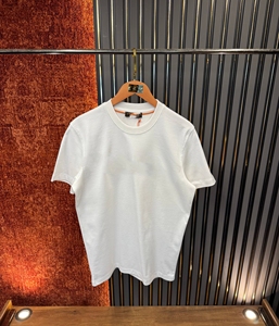 T-shirt décontracté respirant à manches courtes et col rond pour homme, grande taille, en coton uni 300 grammes, anti-boulochage, satiné, anti-plis - Product Image 6