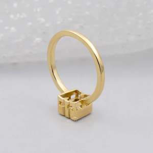 M-Shape <b>Initial</b> Diamond <b>Ring</b> in Yellow Gold - Product Image 5