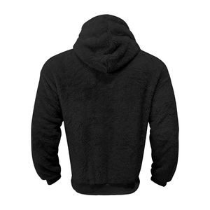 Pull-over à capuche en fourrure personnalisé Tissu doux et brillant Manches longues Slim Fit Couleur noire Respirant Sweat à capuche en fourrure d'hiver pour hommes - Product Image 2