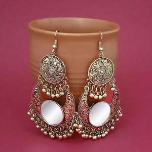 Tip Top Fashions Gold Plated Mirror Dangler Afghani Drop Pendientes 1314827B - Product Image 1