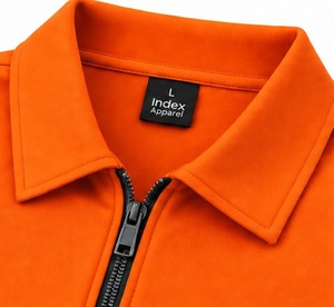 Polo de Manga Corta con Cierre de Cremallera para Hombre, Color Naranja, Logotipo Bordado, Ropa Casual de Trabajo, Uniforme, Secado Rápido, Tejido de Poliéster - Product Image 3