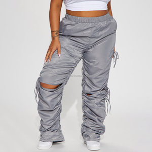 Salopette utilitaire sur mesure à coupe régulière, 6 poches, pour femmes, taille élastique, taille mi-haute, été, couleur unie, lavage, grande taille - Product Image 6