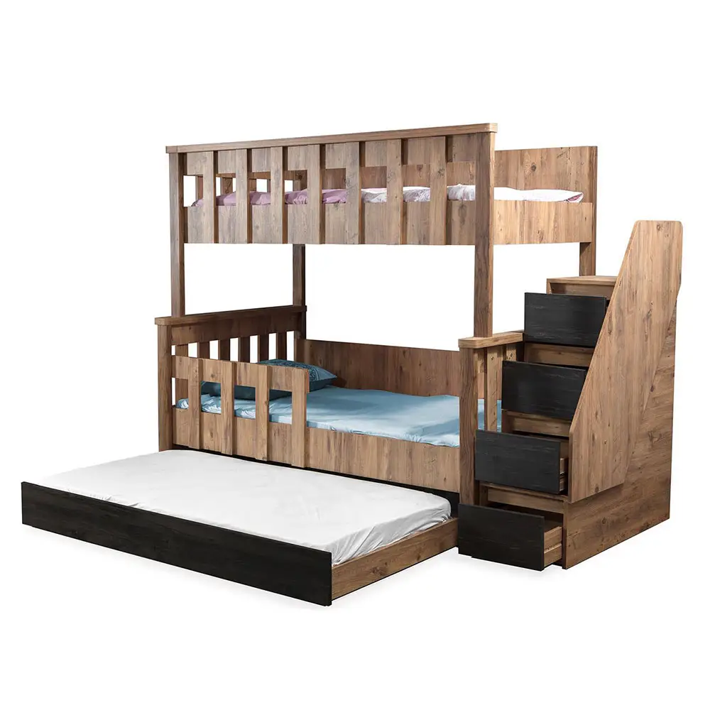 Lits superposés en bois massif MDF pour enfants meubles de chambre à coucher lits superposés pour garçons avec escalier armoire lits superposés en bois pour enfants avec bureau