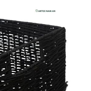 Panier cube en rotin décoratif fabriqué à la main pour l'espace de vie - Product Image 6