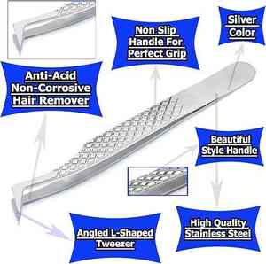 Pince à épiler professionnelle pour extension de cils Diamond Grip Outils en acier inoxydable à pointe pointue pour greffage de faux cils - Product Image 2