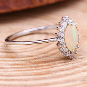 โอปอลและลูกบาศก์เอธิโอเปียนธรรมชาติ925เงินสเตอร์ลิงแฮนด์เมดเครื่องประดับแหวนหมั้นสำหรับผู้หญิงขายส่ง - Product Image 6