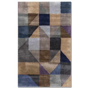 Tapis géométriques faits main en laine et viscose Acar gris et noir rectangulaires Taq-7200(Md) pour la maison, le salon ou le couloir - Product Image 1
