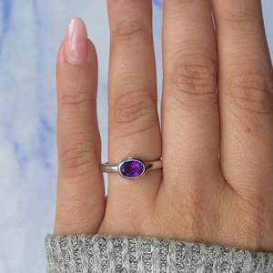 Vente en gros de bijoux en argent sterling 925 en vrac Bijoux fins pour femmes Bague en améthyste naturelle Bague éternité Vermeil - Product Image 5