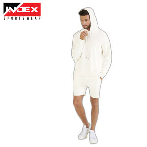 Sudadera con capucha y cremallera de color sólido informal de OEM europea y americana de otoño vintage elegante para hombre con pantalones cortos de punto - Product Image 2