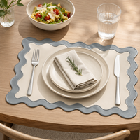 Set de table/sous-plat en cuir personnalisé de 3 mm d'épaisseur, bord ondulé irrégulier, qualité alimentaire, imperméable, pour la décoration des restaurants
