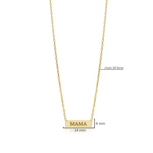 Pendentif de collier rectangulaire en argent sterling 925, fait main en Turquie, tendance, pour mariage, fiançailles et fêtes, modèle Mama Plain Charm - Product Image 2
