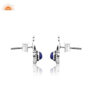 Designer Lapis Lazuli Forme Ovale Minimaliste À La Main Push Back Lunette Unique Ensemble Boucles D'oreilles Fabricant De Bijoux Personnalisé - Product Image 3