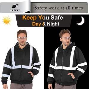 เสื้อฮู้ดเพื่อความปลอดภัยสำหรับผู้ชายเสื้อสเวตเชิ้ตผ้าฟลีซซับในสะท้อนแสงเสื้อแจ็กเก็ต Hi VIS สำหรับงานหนักคลาส3 - Product Image 2