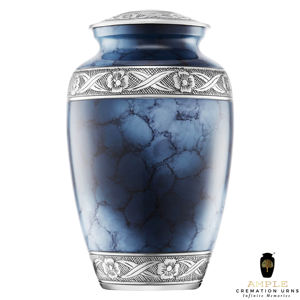 Urnas de Cremación para Adultos Hechas a Mano, Estilo Europeo, Color Azul y Plateado, 10 Pulgadas, Bolsa de Terciopelo, Ecológicas, Duraderas, Diseño Personalizable - Product Image 1