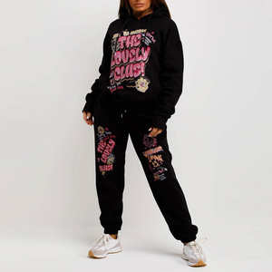 Vente chaude femmes à la mode hiver survêtement nouveau Design col à capuche respirant 100% coton tenue écologique couleur unie - Product Image 6