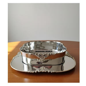 Metal Square <b>Chocolate</b> Bowl With Handle Latest New Collection <b>Fancy</b> Sweet Bowl Silver Finished Designer <b>Chocolate</b> Bowl - Product Image 2