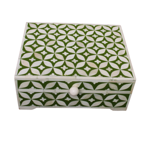 Boîtes à bijoux en résine MDF PC de luxe de meilleure qualité avec incrustation d'os de taille personnalisée de conception couleur de l'Inde emballage de stockage bijoux - Product Image 1