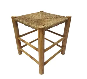 High quality Best Selling Modern square bamboo mix seagrass stool for home decoration rustic style made in Vietnam