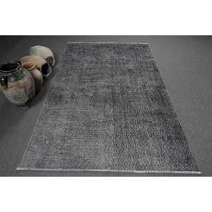 พรมตุรกีวินเทจ ขนาด 4.7x7.7 ฟุต พรมลายดอกไม้สีเทา - Product Image 1