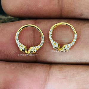 14K Solid Gold Natural <b>Diamond</b> Dual Snake Septum Piercing Fine Jewelry. - Product Image 4