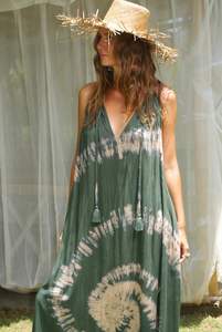 Robe d'été imprimée en blocs de coton pour femmes tunique décontractée artisanale avec coupe ample vêtements de plage confortables - Product Image 5