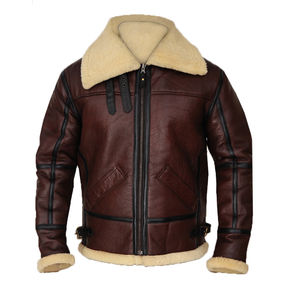 Veste en cuir antique personnalisable pour homme avec doublure en fausse fourrure Style décontracté à la mode avec fermeture à glissière pour l'hiver - Product Image 1