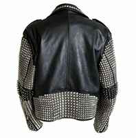 Blouson de moto clouté pour homme, taille adulte, noir, style punk, en cuir, coupe longue, avec clous, coupe-vent, vêtement de sport, clous robustes, couleurs personnalisables