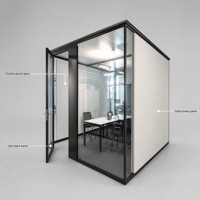 Système de cloison de bureau à vue complète, cloison en verre double vitrage sans cadre, sans structure en aluminium, cloison acoustique pour l'intimité