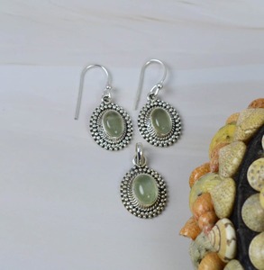 Green Prehnite 925 Sterling Silver Gemstone Pendant Earring <b>Set</b> <b>Jewelry</b> June Birthstone Pendant Earring <b>Set</b> <b>Jewelry</b> Gift for Her - Product Image 4