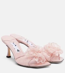 Sandalias de tacón de encaje con diseño floral de la serie 70 de alta calidad JC Skye para mujer, punta cuadrada, tacón de 7 cm. - Product Image 4