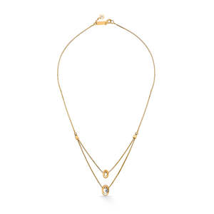 <b>Fashion</b> <b>Layered</b> <b>Necklace</b> for Women Twin Horizon Yellow Gold Short Chain - Product Image 2