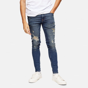 Factory Wholesale Designers Trendy Washed Pencil Long Pants Black Stretch <b>Trouser</b> Men's Ripped Denim Slim Fit Jeans - Product Image 3